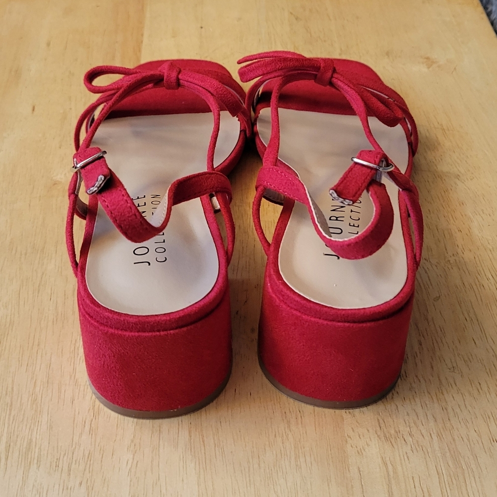 Journee Collection Red Bow Sandals, 6M, NIB - Picture 4 of 10